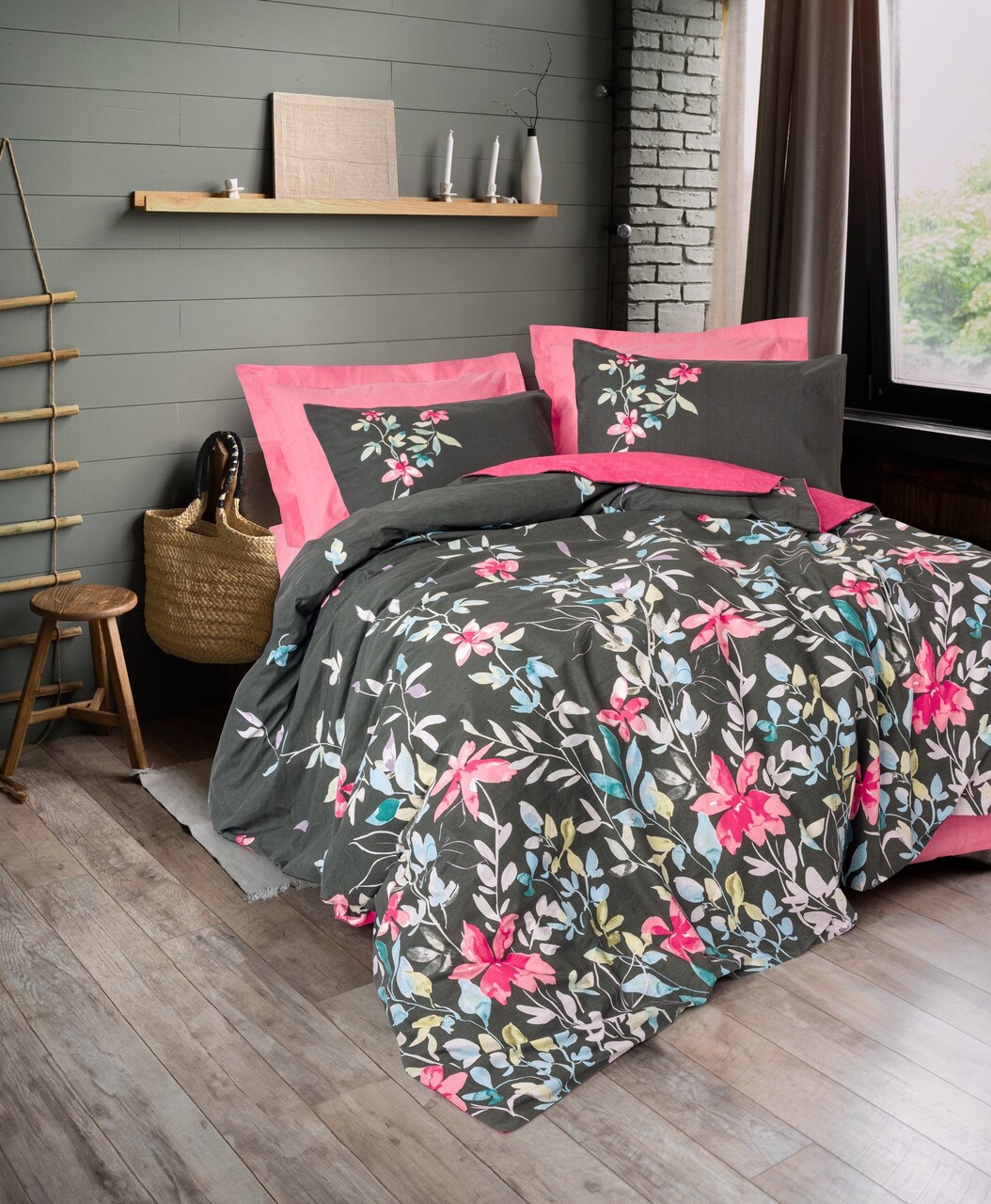 Lenjerie de pat dubla, L'essentiel Maison, Merlin, Roz - imagine 3